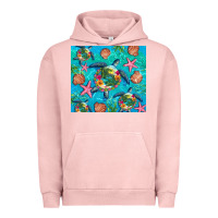 Pigment Salmon Turtle summer seashells starfish seaweed Urban Hoodie - Artiststas