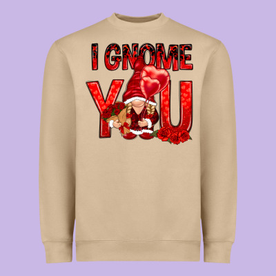 I Gnome You With Roses Valentine's Day Heavyweight Sweatshirt Designed By Howdyjamesfarm