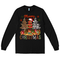Black Merry Christmas with western trees Long Sleeve Tee - NancyCooperArtShop