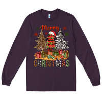 Plum Merry Christmas with western trees Long Sleeve Tee - NancyCooperArtShop