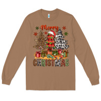 Toasted Coconut Merry Christmas with western trees Long Sleeve Tee - NancyCooperArtShop
