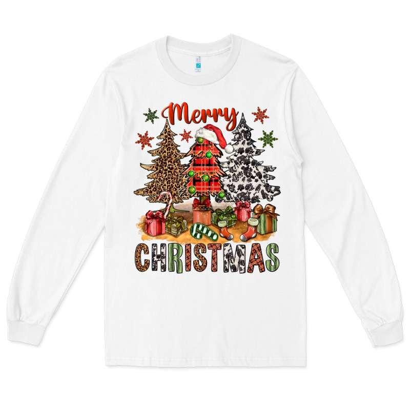 Merry Christmas With Western Trees Long Sleeve Tee by NancyCooperArtShop | Teevron
