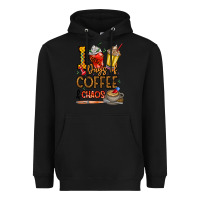 Black 100. Days Of Coffee  Chaos Heavyweight Hoodie - CowhideDigitalArt