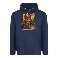 Navy 100. Days Of Coffee  Chaos Heavyweight Hoodie - CowhideDigitalArt