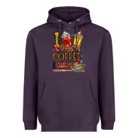 Plum 100. Days Of Coffee  Chaos Heavyweight Hoodie - CowhideDigitalArt