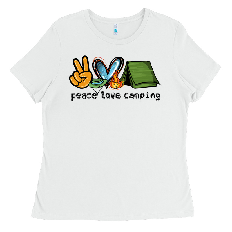 Peace Love Camping Ladies Tee by NancyCooperArtShop | Teevron