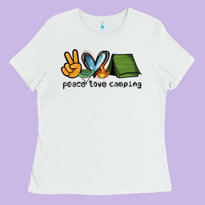 Peace Love Camping Ladies Tee Designed By Nancycooperartshop