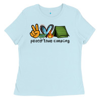 Baby Blue peace love camping Ladies Tee - NancyCooperArtShop