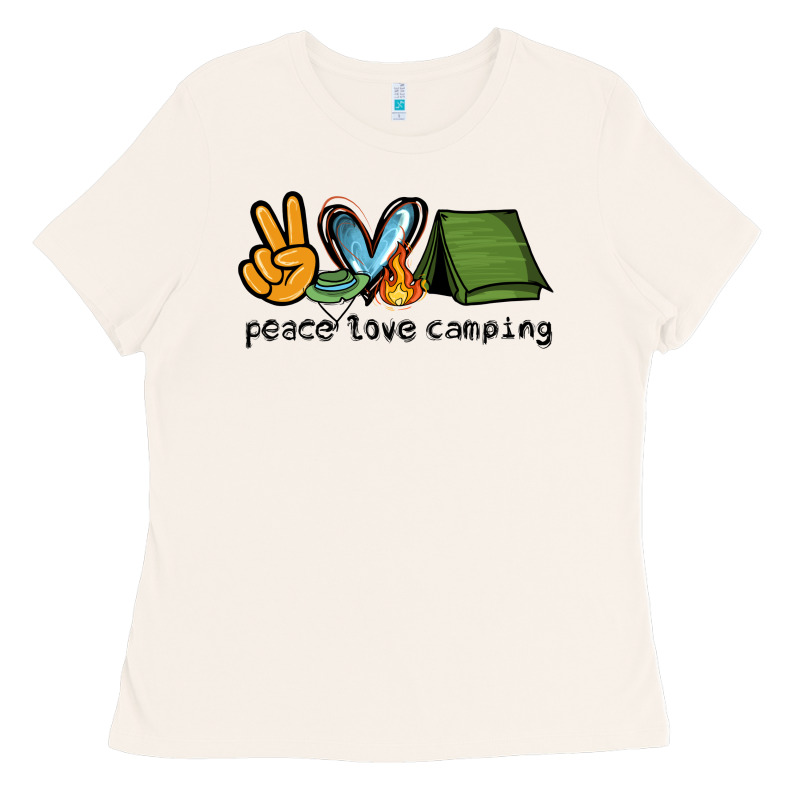Peace Love Camping Ladies Tee by NancyCooperArtShop | Teevron
