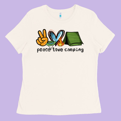 Peace Love Camping Ladies Tee Designed By Nancycooperartshop