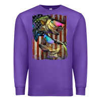 Purple American Flag With Bass Fish Premium Sweatshirt - LillyAllenDesigns