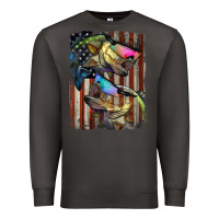 Smoke American Flag With Bass Fish Premium Sweatshirt - LillyAllenDesigns