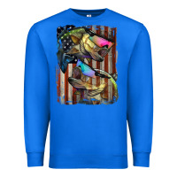 True Royal American Flag With Bass Fish Premium Sweatshirt - LillyAllenDesigns