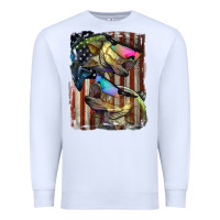 White American Flag With Bass Fish Premium Sweatshirt - LillyAllenDesigns