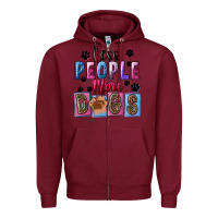 Burgundy Less people more dogs Mother's Day Zipper Hoodie - FaDigitalArtStudio