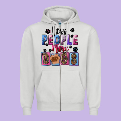 Less People More Dogs Mother's Day Zipper Hoodie Designed By Fadigitalartstudio