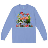 Colony Blue Merry Christmas flamingo Long Sleeve Tee - texasbilliewilder