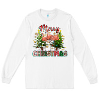 White Merry Christmas flamingo Long Sleeve Tee - texasbilliewilder