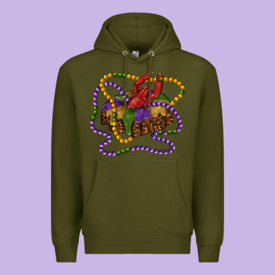 Mardi Gras Craw Fish King Cake With Leopard Premium Hoodie Designed By Ranaportraitstore