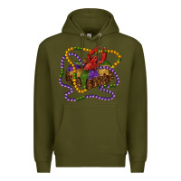 Army Green mardi gras craw fish king cake with leopard Premium Hoodie - RanaPortraitStore