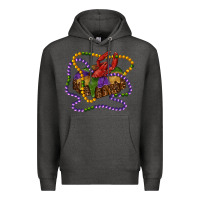 Charcoal Heather mardi gras craw fish king cake with leopard Premium Hoodie - RanaPortraitStore