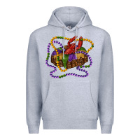Heather Grey mardi gras craw fish king cake with leopard Premium Hoodie - RanaPortraitStore