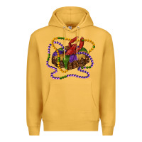 Mustard mardi gras craw fish king cake with leopard Premium Hoodie - RanaPortraitStore