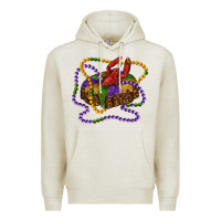 Oatmeal Heather mardi gras craw fish king cake with leopard Premium Hoodie - RanaPortraitStore