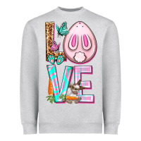Heather Grey Love Rabbit Easter Day Heavyweight Sweatshirt - HowdyJamesFarm