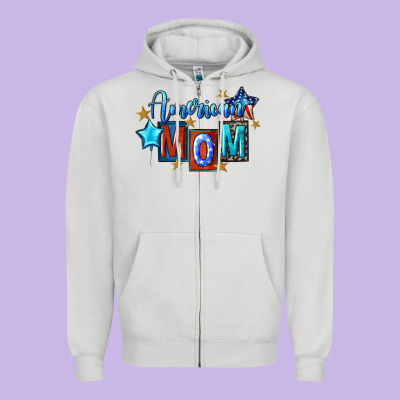 American Mom 4th Of July Zipper Hoodie Designed By Fadigitalartstudio