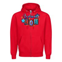 Red American mom 4th of july Zipper Hoodie - FaDigitalArtStudio