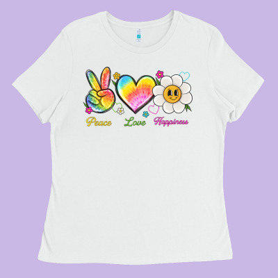 Peace Love Happiness Ladies Tee Designed By Nancycooperartshop