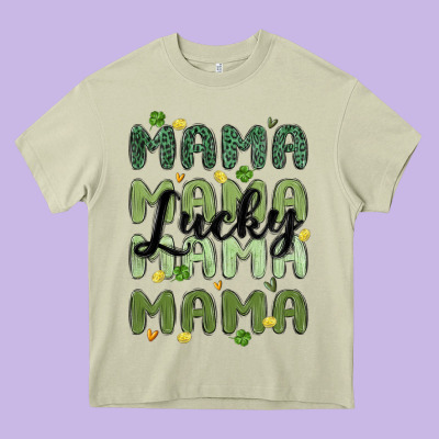 Lucky Mama Heavy Core Tee Designed By Maliassmallbusiness