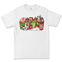 White cow and strawberry coffee cups Premium Tee - NancyCooperArtShop