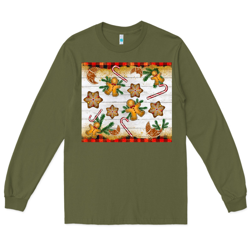 Christmas Gingerbread Cookies And Candy Cane Long Sleeve Tee by NancyCooperArtShop | Teevron