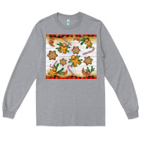 Heather Grey Christmas gingerbread cookies and candy cane Long Sleeve Tee - NancyCooperArtShop