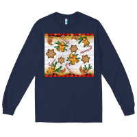 Navy Christmas gingerbread cookies and candy cane Long Sleeve Tee - NancyCooperArtShop