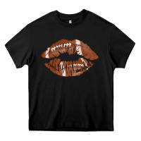 Black football lips Heavy Core Tee - AdoDesignShop