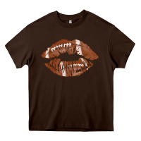 Chocolate Brown football lips Heavy Core Tee - AdoDesignShop