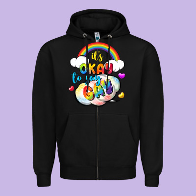 Its Okay To Say Gay Pride Zipper Hoodie Designed By Fadigitalartstudio