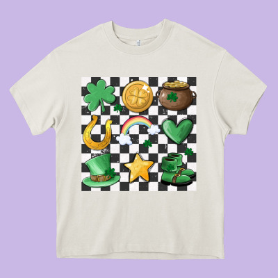 Checker Board Lucky Charms Heavy Core Tee Designed By Maliassmallbusiness