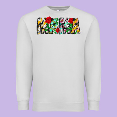 Floral Animal Print Mama Premium Sweatshirt Designed By Cowhidedigitalart