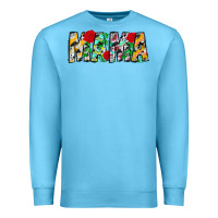 Ocean Blue floral animal print mama Premium Sweatshirt - CowhideDigitalArt
