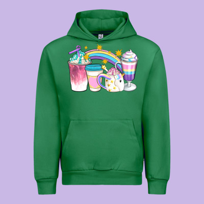 Unicorn Coffee Cups Urban Hoodie Designed By Artiststas