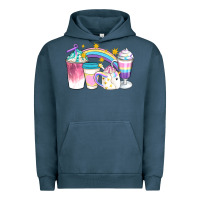 Pigment Midnight Navy Unicorn Coffee Cups Urban Hoodie - Artiststas