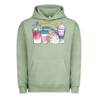 Pigment Oil Green Unicorn Coffee Cups Urban Hoodie - Artiststas