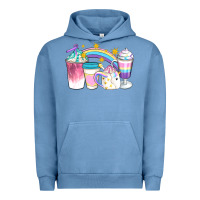 Pigment Pebble Blue Unicorn Coffee Cups Urban Hoodie - Artiststas