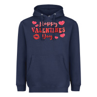 Navy happy valentine's day Heavyweight Hoodie - LillyAllenDesigns