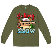 Army Green Baking through the snow Long Sleeve Tee - NancyCooperArtShop
