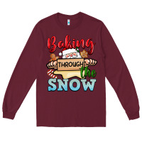 Burgundy Baking through the snow Long Sleeve Tee - NancyCooperArtShop